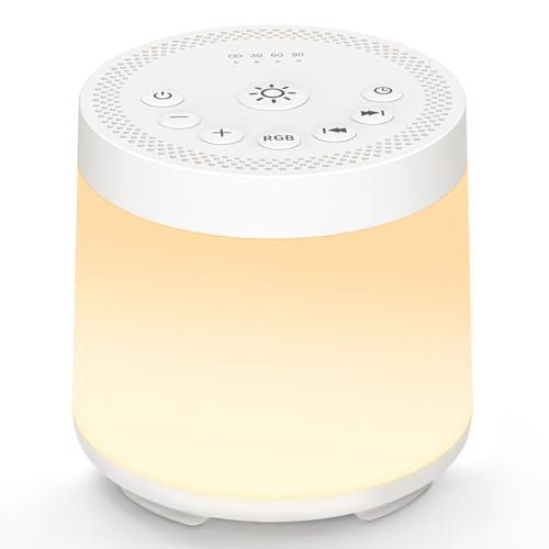 Rechargeable Nursery Night Light Sound White Noise Machine for Baby Kids Adults with Hushing Sounds 30 Sleeping Sounds 12 Colors Night Light 4 Timers Memory Function for Home Breastfeeding Camping