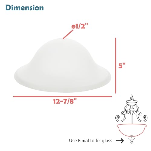 25007-64-1 Replacement Frosted Glass shade for Flush Mount or Semi-Flush Mount, 1/2" Central Hole,12-7/8" Diameter x 5" Height