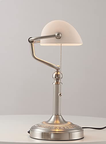 White Matted Glass Bankers Desk Lamp