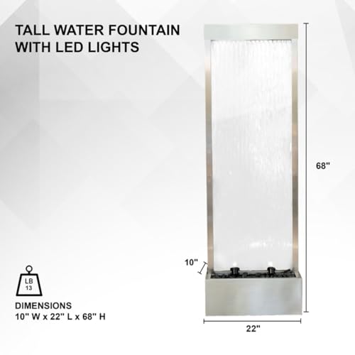 68" H Freestanding Modern Waterfall Fountain