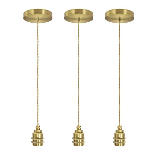 3 Pack Gold Pendant Light Kit with 4.92ft Cord