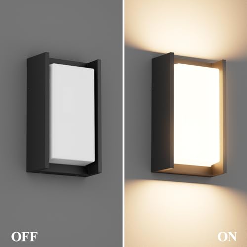 2 Pack Modern Outdoor Wall Light 24W 3000K Exterior Porch Light IP65 Waterproof Aluminum Exterior Lighting for Patio (2 Count)