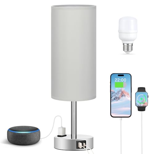 Grey Bedside Lamp for Bedroom