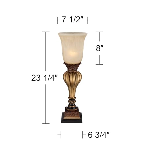 Sattley 23 1 4" High Table Lamp Gold Alabaster Glass Accent Console Cottage