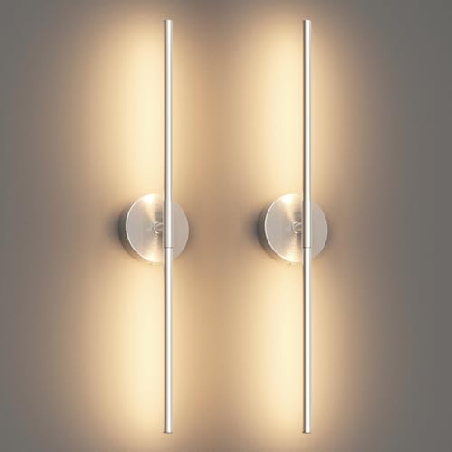 28In Sand Nickel Wall Sconces Set of Two Hardwired 3000K LED Modern Vanity Light 360° Rotatable for Living Room Bedroom Bathroom (2 Count)