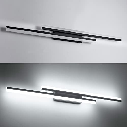 48 Inch Bathroom Light Fixtures Black Vanity Light Bar LED Modern Bath Lighting Over Mirror Dimmable