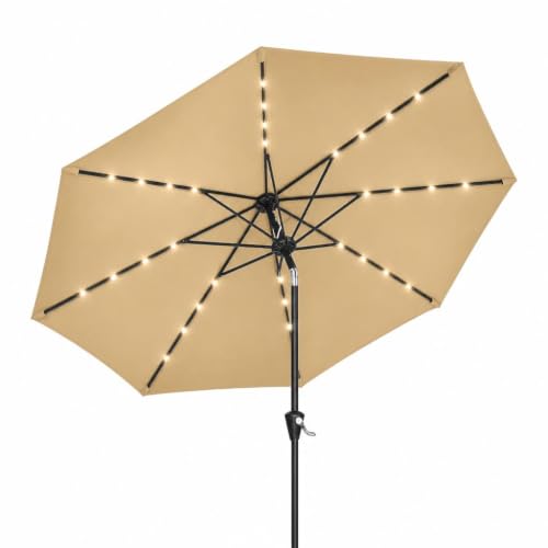 10FT Solar LED Patio Umbrella with Tilt & Crank