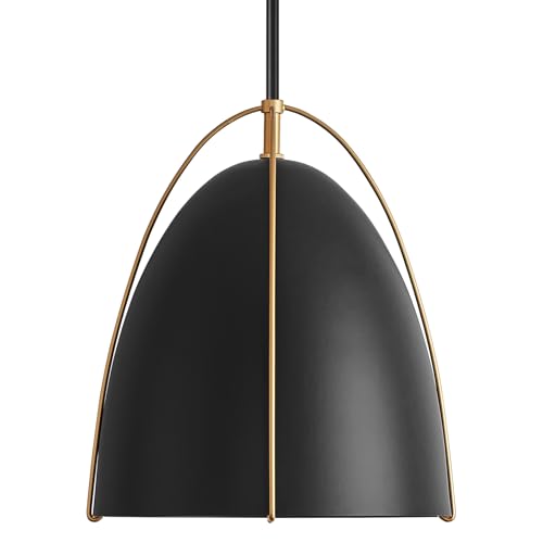 Black Dome Pendant Light 3 Light Socket Large Pendant Light Fixture with Adjustable Pendant Rod 12in Black Gold Pendant Lighting for Kitchen Island Dining Room Kitchen Sink