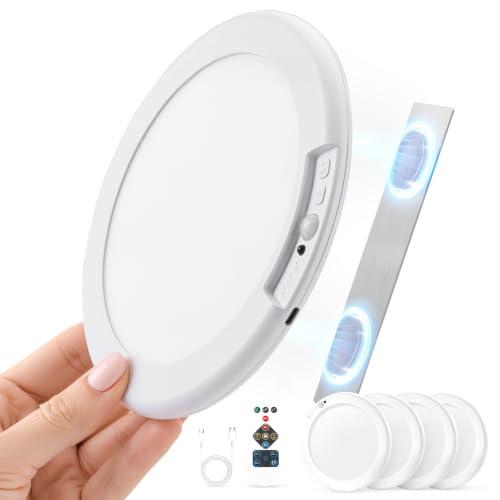 Rechargeable Ceiling Light with Remote Wireless Magnetic Mounting (4 Count)