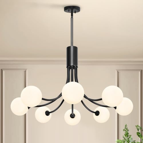 8 Light Mid Century Chandelier Sputnik Globe Light Fixture for Dining Room