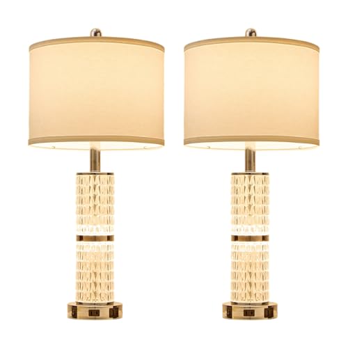Crystal Table Lamps Bedside for Living Room Bedroom with USB Ports