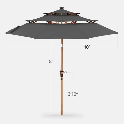 10ft 3 Tier Solar Patio Market Umbrella
