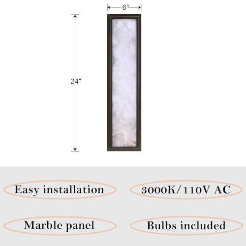2 Pack 24 Inch Natural Alabaster Bathroom 20W (2 Count)