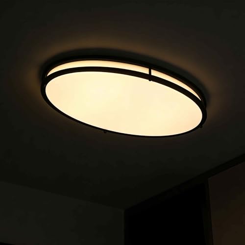 24 Inch Oval Black Ceiling Light Fixture for Living Room