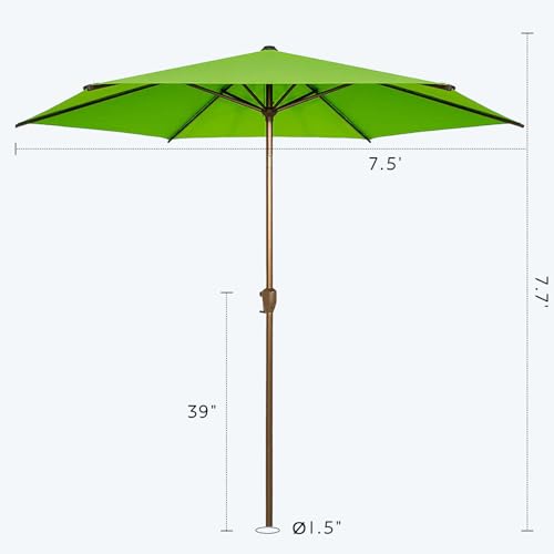 7.5FT Outdoor Patio Umbrella Outdoor Table Umbrella with Crank Market Umbrella 6 Sturdy Ribs UV Protection Waterproof and Push Button Tilt for Garden Deck Backyard Pool