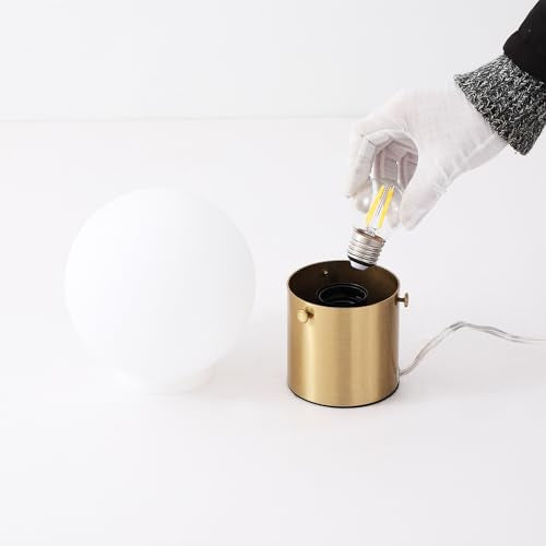 Gold Table Lamp for Nightstand with Frosted Glass Globe Lamp Shade