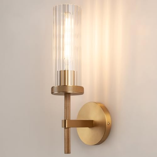 15" Knurled‑Craft Hardwired Brass Wall Sconce