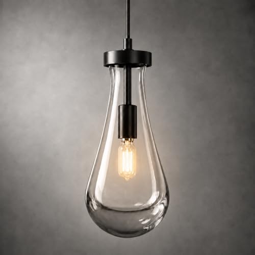 Modern Teardrop Crystal Pendant Light (Black / 1-Light)