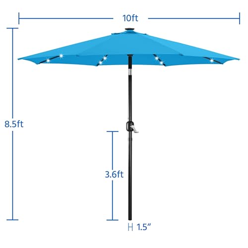 10FT Solar Patio Umbrella w
