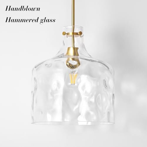 16" Farmhouse Hammered Glass Pendant Light