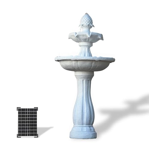 44" 2 Tier Solar Outdoor Water Fountain