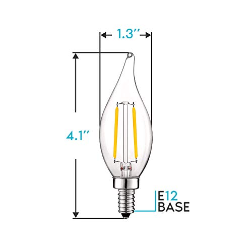 4W Vintage Candelabra LED Bulbs Dimmable (6 Count)