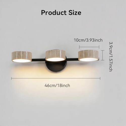 Led Bathroom Lighting Fixtures Over Mirror with 3 Travertine Shades
