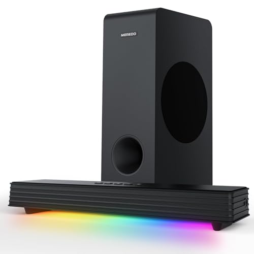 Sound Bar for Smart TV 3.1CH PC Gaming Soundbar with Subwoofer RGB Lighting Audio Sync Surround Sound System BT 5.3
