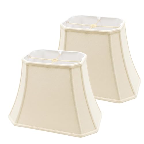 BSO-710-12LNEG-2 Rectangle Cut Corner Basic Lamp Shade, (5x6.5) x (8x12) x 10, Linen Eggshell, 2-Pack (2 Count)