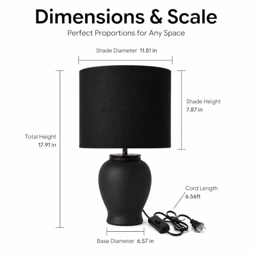 Black Ceramic Table Lamp with Black Shade