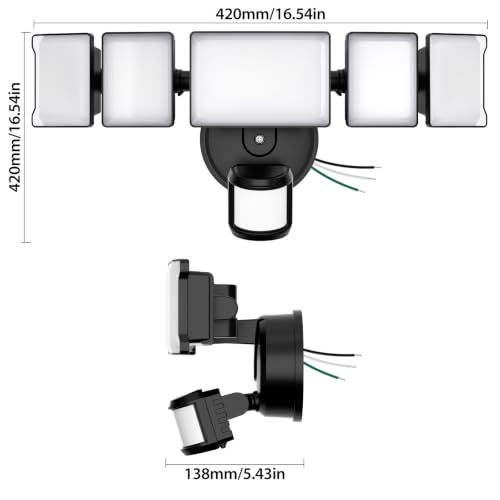 2 Pack 18000LM Motion Sensor Outdoor Lights (Black)