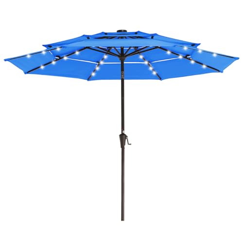 9 ft 3 Tier Outdoor LED Lighted Patio Umbrella w