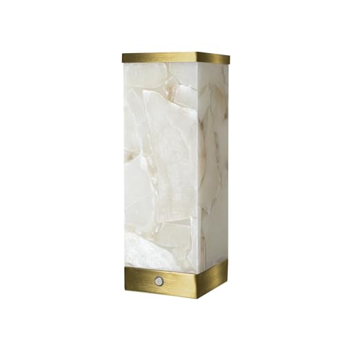 Modern Alabaster Rechargeable Cordless Table Lamp for Living Room