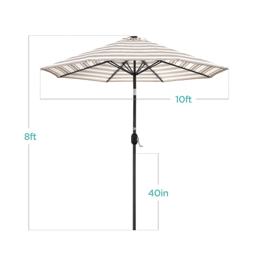 10ft Solar Polyester LED Lighted Patio Umbrella w