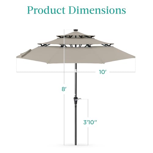 10ft 3 Tier Solar Patio Umbrella