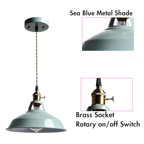 Modern Pendant Light Sea Blue Dimmable Kitchen Hanging Light Fixture