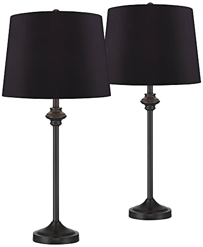 Lynn 26" Tall Buffet Table Lamps Set of 2 Black Skinny Modern Shade (2 Count)