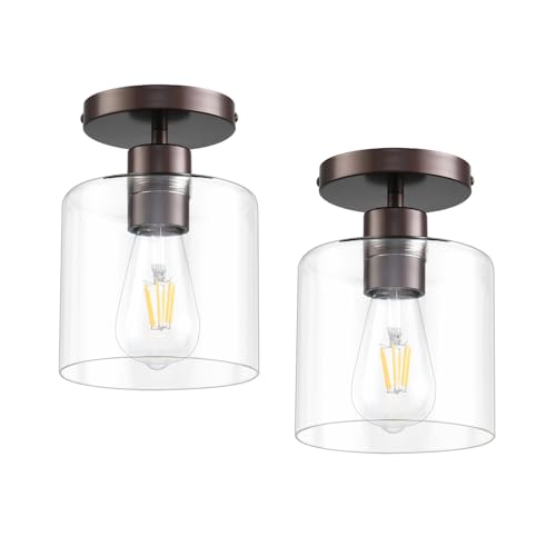Oil Rubbed Bronze Semi Flush Mount Ceiling Light (2 Count)