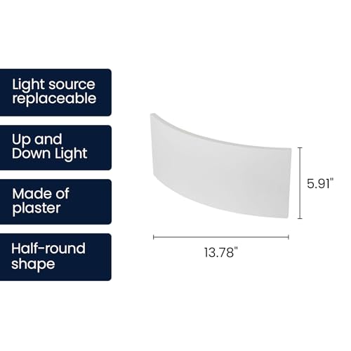 13.8" Paintable Plaster Wall Sconce Light