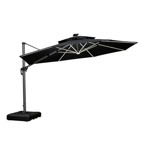 Cantilever Umbrella 12ft Solar LED Light Double Top