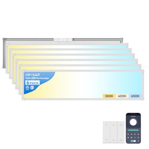 6PCS 1x4 LED Flat Panel Light Surface Mount with Wireless Switch (6 Count)