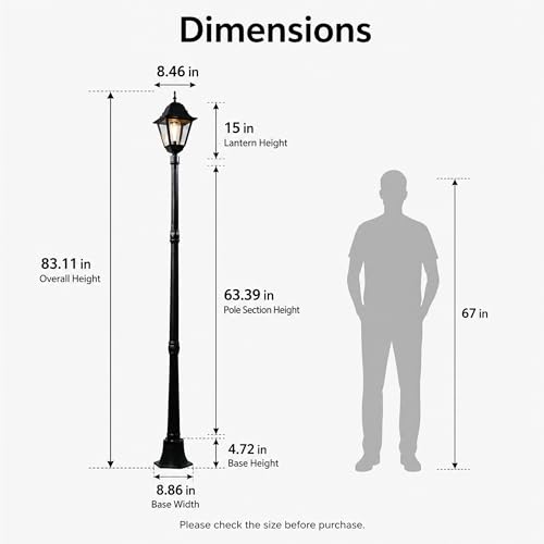 83 Inch Outdoor Lamp Post Light for Driveway
