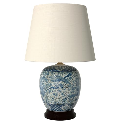 20" Classic Blue & White Porcelain Jar Lamp