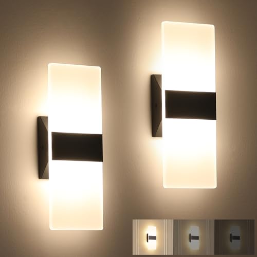 Modern Dimmable LED Wall Sconce Set of 2