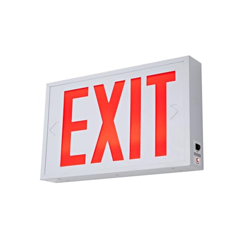 Red Exit Sign with Steel Housing