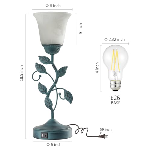 Vintage Touch Table Lamp for Living Room with 2 USB C+A Ports