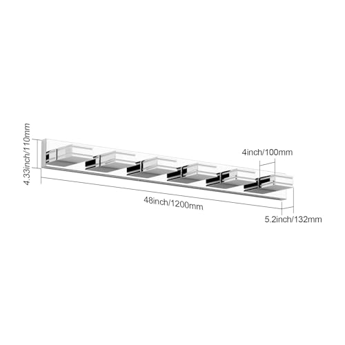 Chrome Bathroom Vanity Light Fixtures 48inch 6 (6 Count)