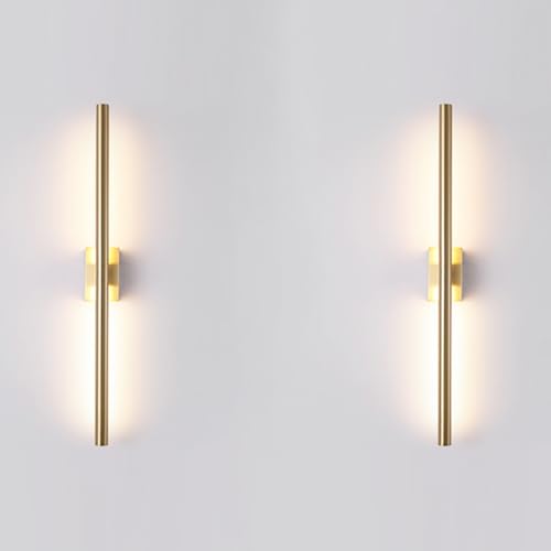 Only Suitable for Small Junction Box Set of 2 Hardwired Narrow Gold Wall Sconces Modern Picture Lights Linear Mirror Vanity Wall Lights for Bathroom Bedroom Corridor (2 Count)