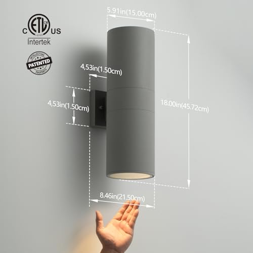 18" Modern Outdoor Porch Light in 2 Lights (2 Count)