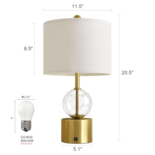 20.5" Small Bedside Table Lamps for Bedroom Nightstands (2 Count)